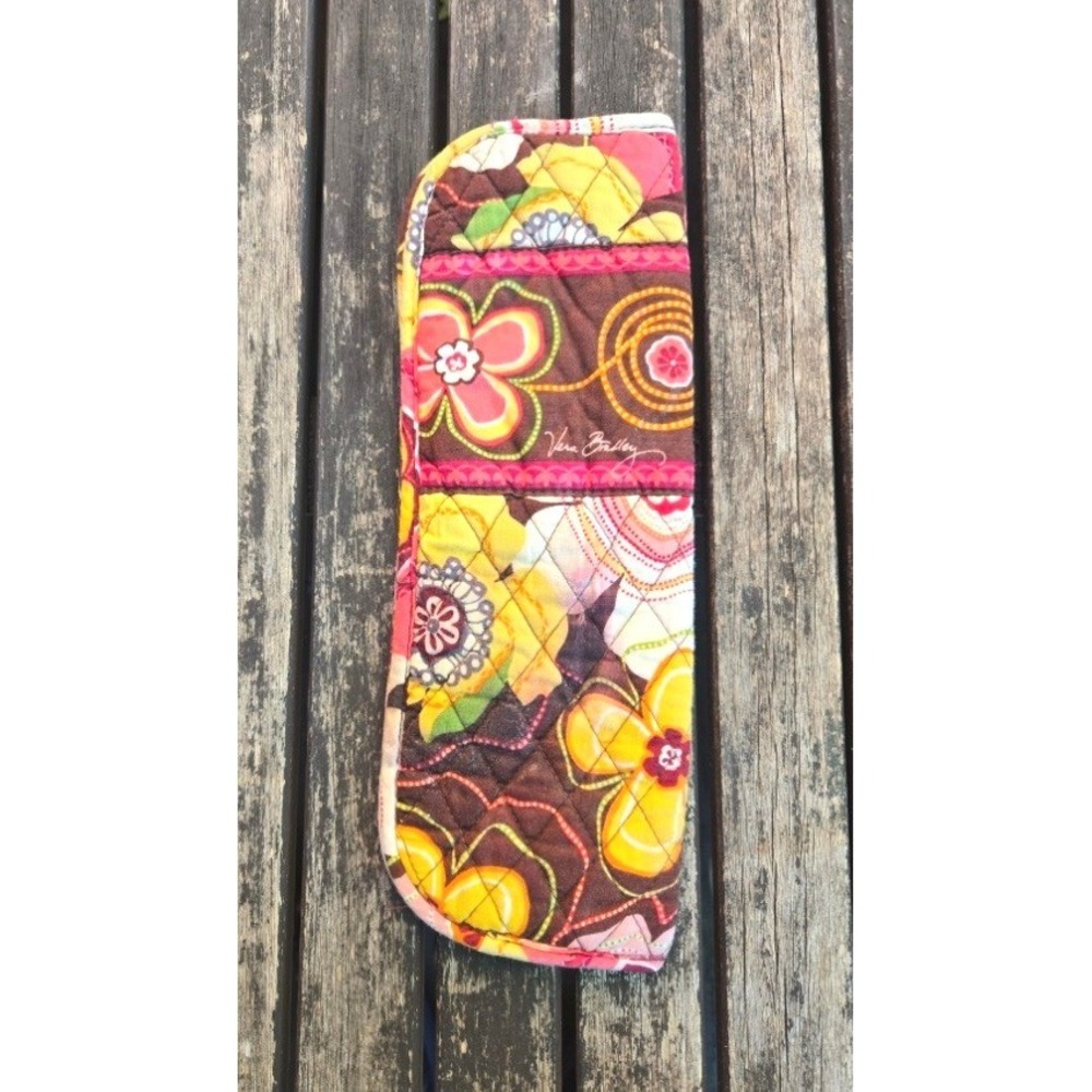 Vera Bradley Quilted Cotton Eyeglass Case Sleeve Pouch Mocha Rouche